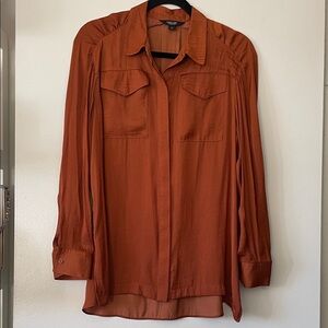 Simply Vera Vera Wang| Silky Button-Down Shirt| Burnt Rust Orange| Small| EUC
